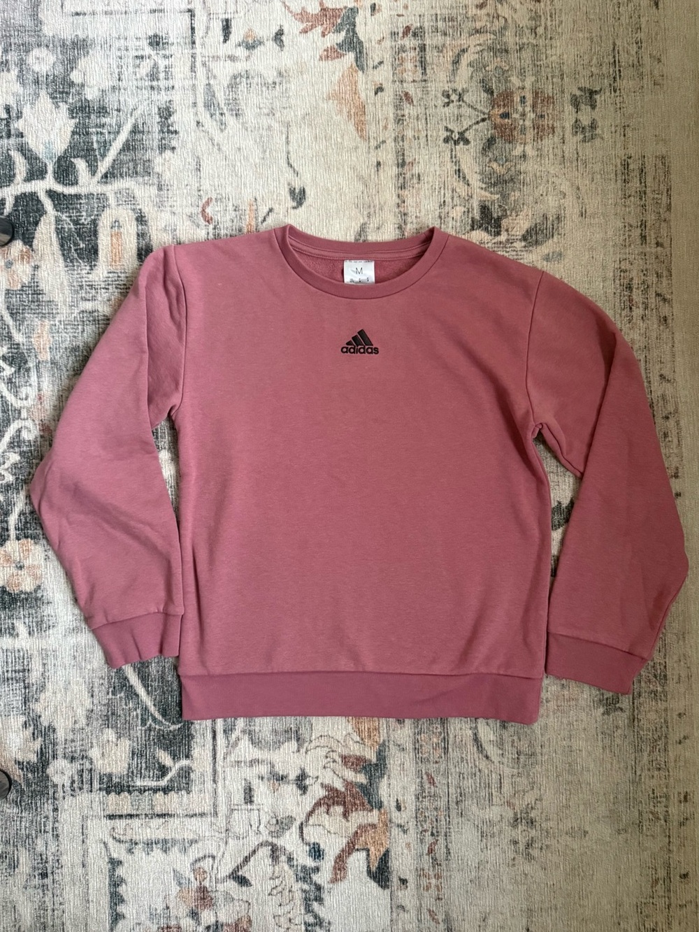 adidas Kids Dusty Rose Crewneck Sweatshirt with Black Logo